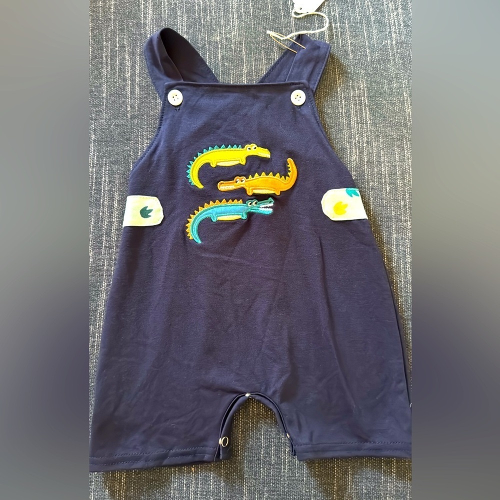 NEW Crocodile Appliqué Navy Romper